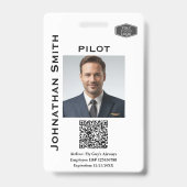 写真付きID 会社用セキュリティID QRコード 航空会社 パイロット バッジ (正面)