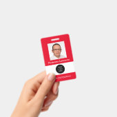 写真付きID 赤いネームバッジ バッジ (手持ち)