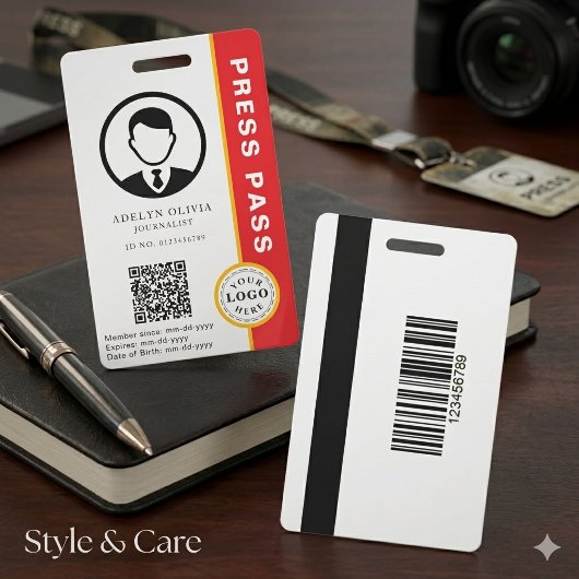 写真付きID&QRコードのカスタマイズ可能なプレスパス バッジ