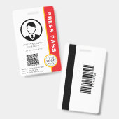 写真付きID&QRコードのカスタマイズ可能なプレスパス バッジ (正面&裏面)