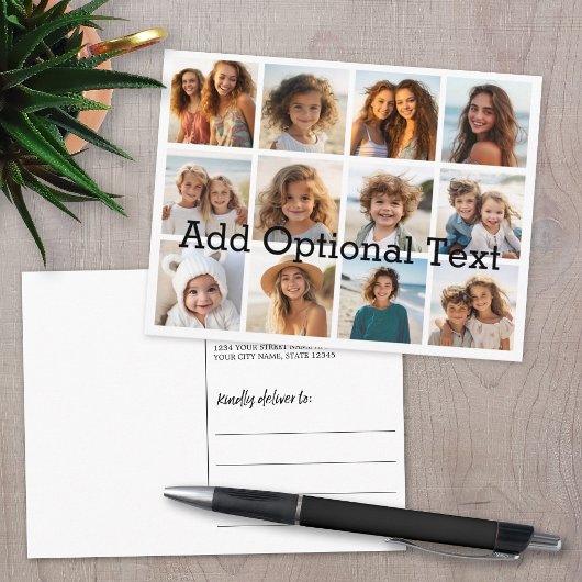 写真付きInstagramコラージュと白い背景 ポストカード