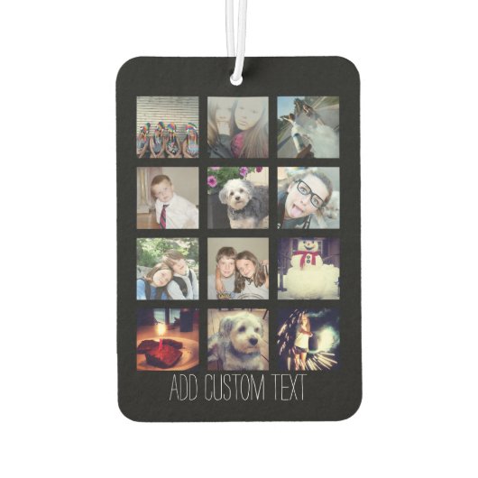 写真付きInstagramコラージュと黒い背景 カーエアーフレッシュナー (裏面)