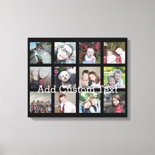 写真付きInstagramコラージュと黒い背景 キャンバスプリント (正面)