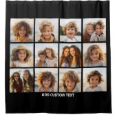 写真付きInstagramコラージュと黒い背景 シャワーカーテン (正面)