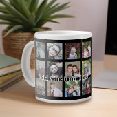 写真付きInstagramコラージュと黒い背景 ジャンボコーヒーマグカップ