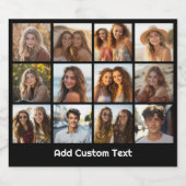 写真付きInstagramコラージュと黒い背景 ビールラベル (シングルラベル)