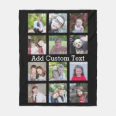 写真付きInstagramコラージュと黒い背景 フリースブランケット (正面)