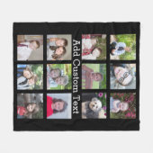 写真付きInstagramコラージュと黒い背景 フリースブランケット (正面(横))