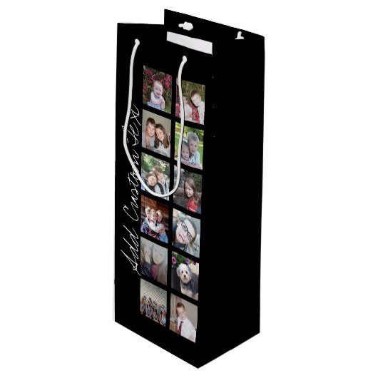 写真付きInstagramコラージュと黒い背景 ワインギフトバッグ (正面アングル)