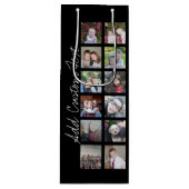 写真付きInstagramコラージュと黒い背景 ワインギフトバッグ (正面)