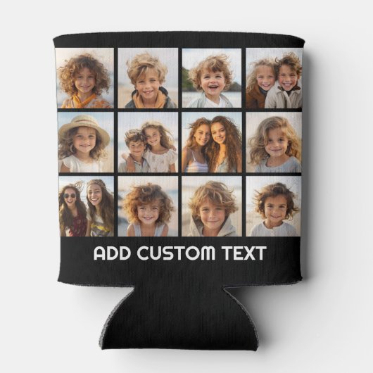 写真付きInstagramコラージュと黒い背景 缶クーラー (裏面)