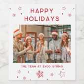 写真企業のモダンクリスマス休暇スクリプト ワインラベル (シングルラベル)