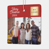 写真企業のロゴのクリスマスモダンレッド セラミックオーナメント (左)