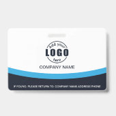 写真企業の従業員名QRコードブルー バッジ (裏面)