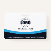 写真企業の従業員名QRコードブルー バッジ (裏面)