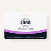 写真企業の従業員名QRコード紫 バッジ (裏面)