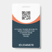 写真企業の社員QRコード青オレンジ バッジ (裏面)