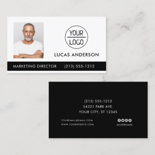 写真会社またはイベントのロゴBlack Business B 名刺 (正面/裏面)