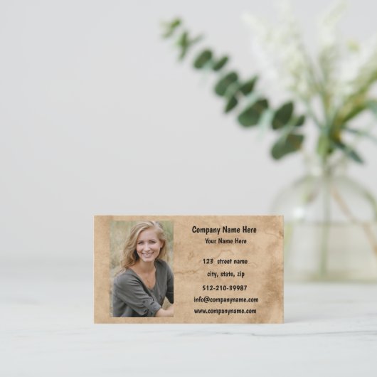 写真会社情報の名称と住所 名刺 (スタンド正面)