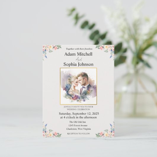 写真伝統的の結婚式の招待 (スタンド正面)