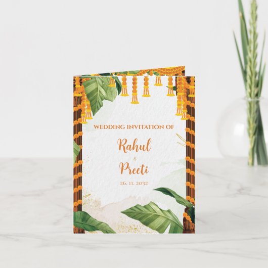写真伝統的ヒンドゥーインディアン結婚ズ 招待状 (正面)