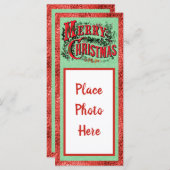 写真伝統的付きクリスマスフラットカード (正面/裏面)