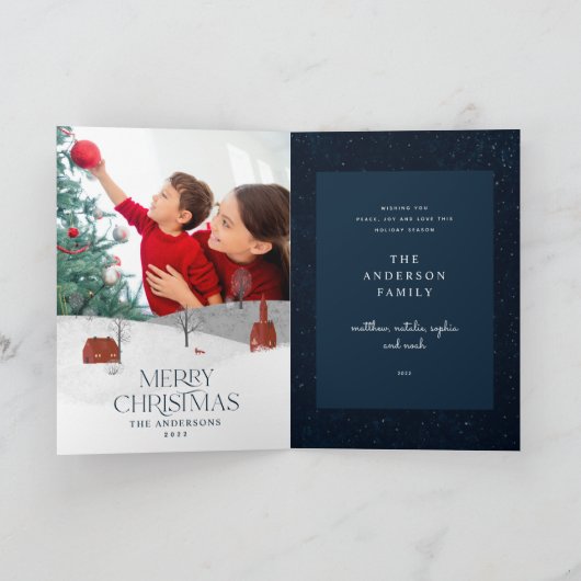 写真伝統的素朴冬のメリークリスマス シーズンカード (内部)