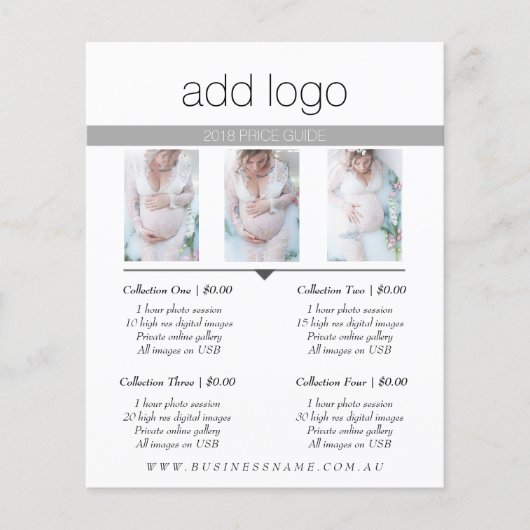 写真価格ガイド価格表セッション料金 チラシ (正面)