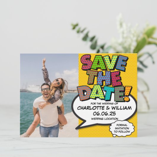 写真保存日付おもしろいレトロ漫画ブックアポップ・アートのート 招待状 (スタンド正面)