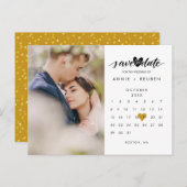 写真保存日付カレンダーの金ゴールドハート 案内ポストカード (正面/裏面)