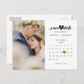 写真保存日付カレンダー金ゴールドエレガントハート 案内ポストカード (正面/裏面)