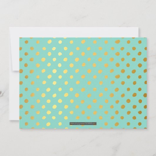 写真保存DATE金ゴールドフォイル水玉模様ネイビーミント 招待状 (裏面)