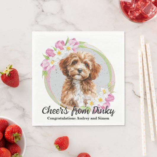 写真入りキャバポー犬の結婚式ナプキン スタンダードランチョンナプキン (インサイチュ)