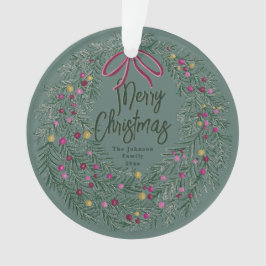写真入りサージグリーンのクリスマスアクリルオーナメント オーナメント