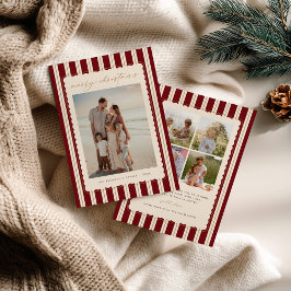 写真入りストライプとスカラップのクリスマスカード シーズンカード