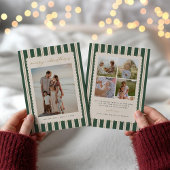 写真入りストライプとスカラップのクリスマスカード シーズンカード