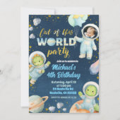 写真入りスペースダイナソー誕生日招待状 招待状 (正面)