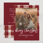 写真入りチェック柄クリスマスカード シーズンカード (正面/裏面)