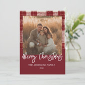 写真入りチェック柄クリスマスカード シーズンカード (スタンド正面)