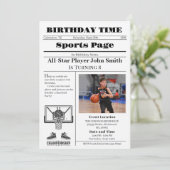 写真入りバスケットボールお誕生日おめでとう 招待状 (スタンド正面)