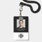 写真入り社員QRコードバーコードID バッジ (正面(ネックストラップ付))