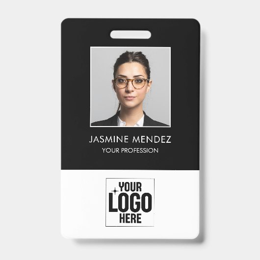 写真入り社員QRコードバーコードID バッジ (正面)
