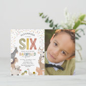 写真入り納屋の6歳の誕生日招待状 招待状 (スタンド正面)