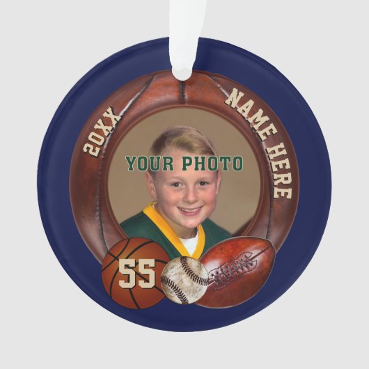 写真入り オーダーメイド スポーツ クリスマス オーナメント (正面)