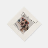 写真入り「ドリンクは私に頼んでね」 オリジナル ウェディング スタンダードカクテルナプキン (角)