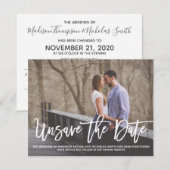 写真入り 予定変更カード 水平 モダン セーブザデート (正面/裏面)