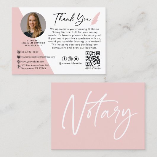 写真公モダン証人署名エージェントありがとう  名刺 (正面/裏面)