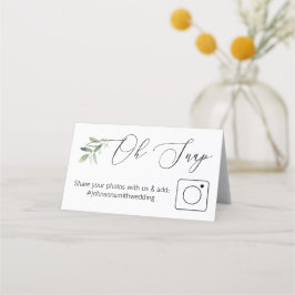 写真共有折り畳みテーブルカード#hashtag緑 プレイスカード