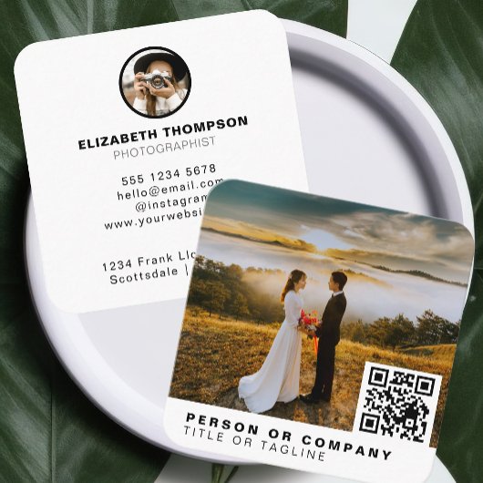 写真写スタイリッシュ真者QRコード スクエア名刺