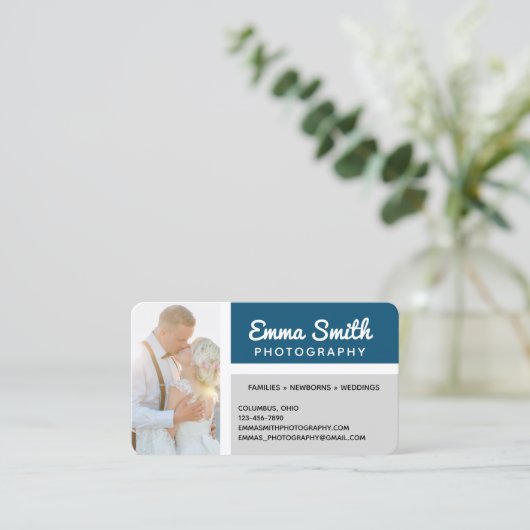 写真写真 – ロゴの追パーソナライズされた加 名刺 (スタンド正面)